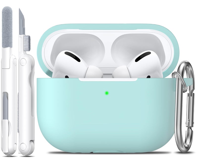 R-fun for AirPods Pro 2nd/1st Generation Case with Cleaner Kit,Soft Silicone Protective Case Cover for Apple AirPod Pro 2/1 for Women Men,AirPods Pro Case Accessories with Keychain,Turquoise - Image 1